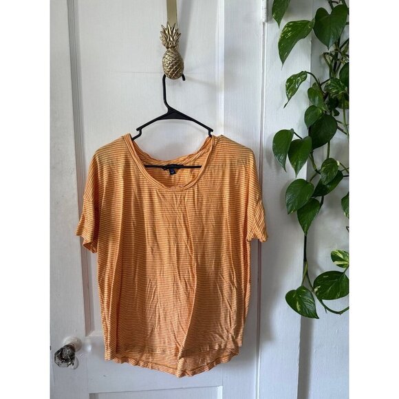 Calvin Klein Jeans women’s size large yellow striped shirt - Picture 1 of 6